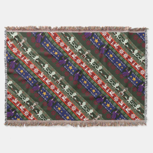 Fantasy Style Ugly Sweater Pattern Throw Blanket (Front)
