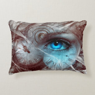 Fantasy surreal eye time clock accent pillow