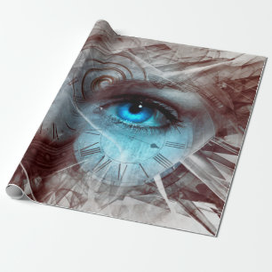 Fantasy surreal eye time clock wrapping paper