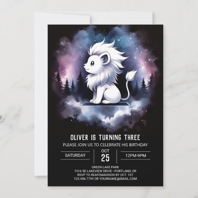 Fantasy Sweet Lion Birthday Invitation (Front)