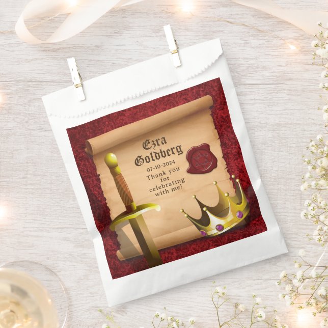 Fantasy Sword Crown Medieval Knight Bar Mitzvah Favour Bag (Clipped)