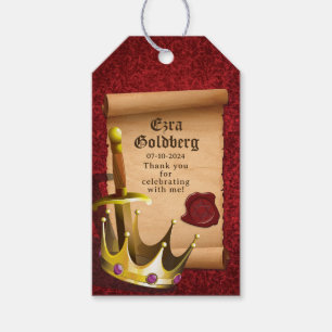 Fantasy Sword Crown Medieval Knight Bar Mitzvah Gift Tags