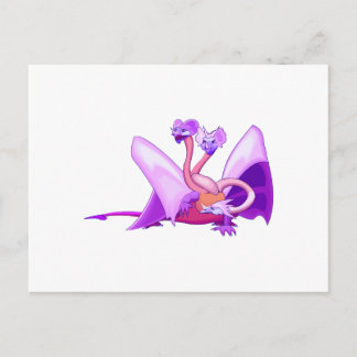 Fantasy three headed purple dragon postcard