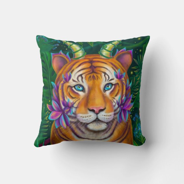 Fantasy Tiger Throw Pillow (Back)