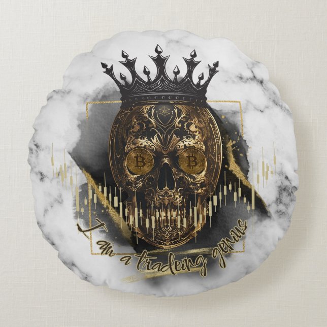 Fantasy Trade Design | Crypto Btc | Affirmations Round Pillow (Front)