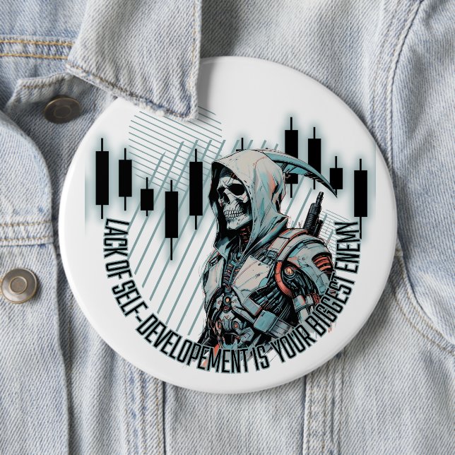 Fantasy Trade design | Motivation | Biggest Enemy 6 Inch Round Button (In Situ)