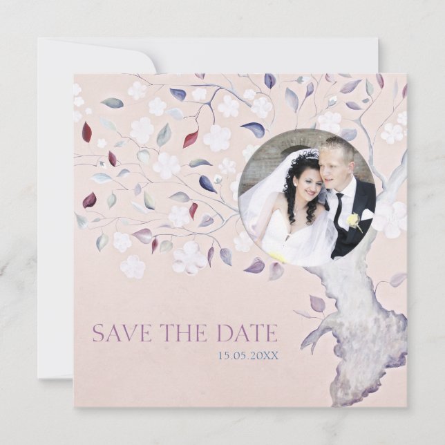Fantasy Tree  Add Your Photo Wedding Save The Date (Front)