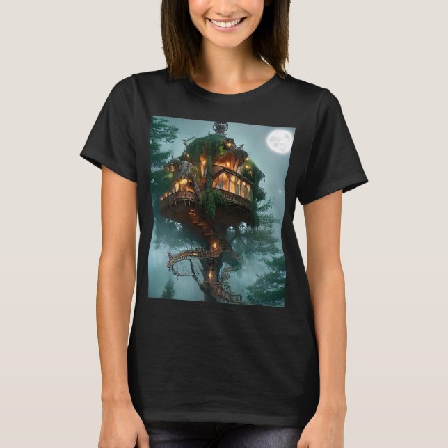 Fantasy Tree House Digital Artwork    T-Shirt (Front)