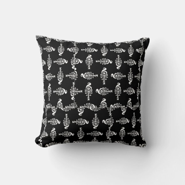 Fantasy tribal symbol motif background pattern throw pillow (Front)