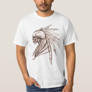 Fantasy Tribal Wing Indian Skull Men's T-Shirt