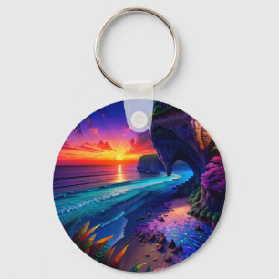Fantasy Tropical Beach Four Keychain