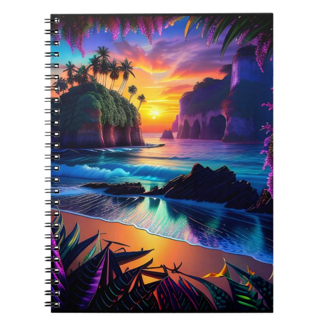 Fantasy Tropical Beach Three Notebook (Front)