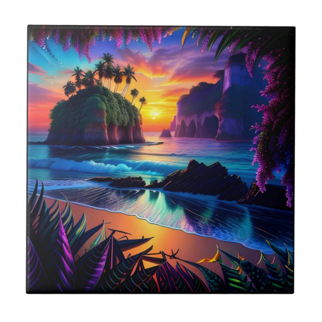 Fantasy Tropical Beach Three Tile (Front)
