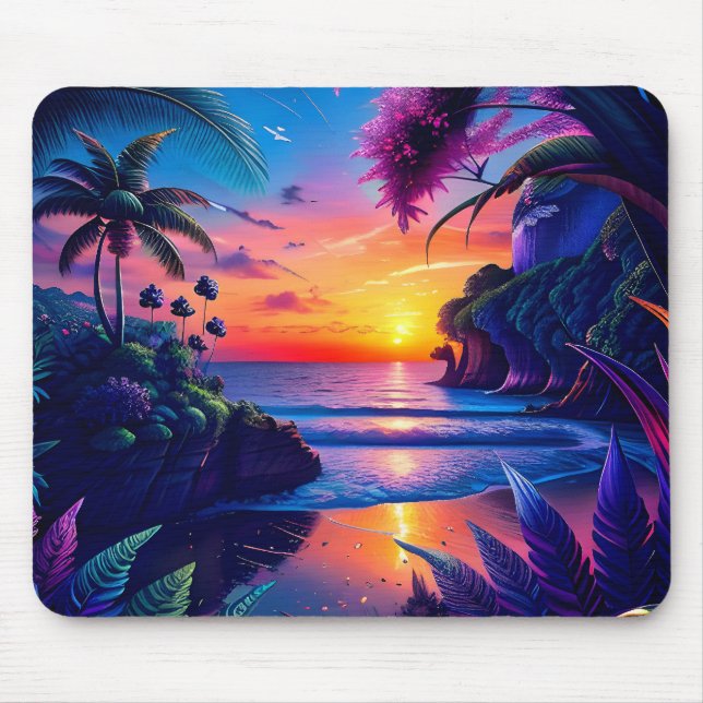 Fantasy Tropical Beach Two Mouse Pad (Front)