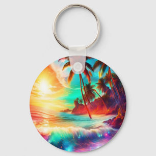 Fantasy Tropical Island Keychain