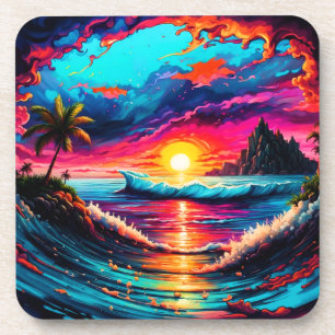 Fantasy Tropical Sunset Coaster