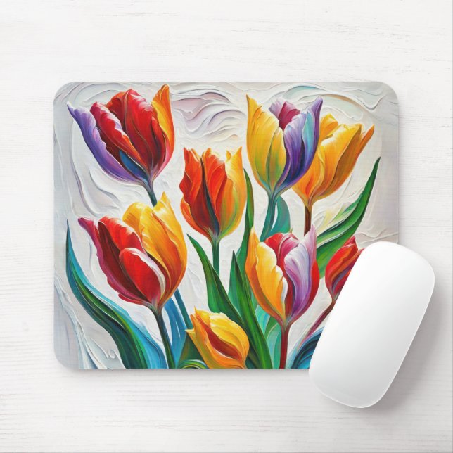 Fantasy Tulip Bouquet Mouse Pad (With Mouse)