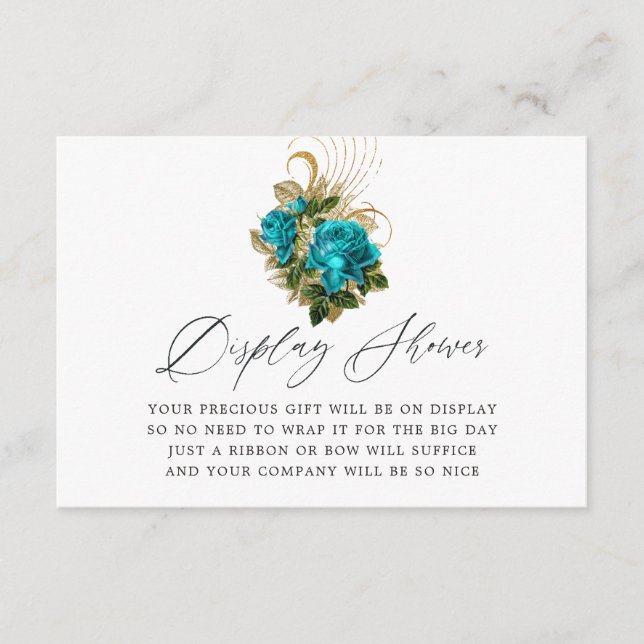 Fantasy Turquoise and Gold Bridal Display Shower Enclosure Card (Front)