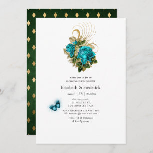 Fantasy Turquoise and Gold Engagement Party Invitation