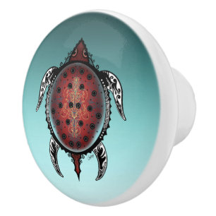 Fantasy Turtle Tattoo Ceramic Knob