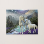 Fantasy Unicorn and Foal Mystical Jigsaw Puzzle<br><div class="desc">This design may be personalized by choosing the customize option to add text or make other changes. If this product has the option to transfer the design to another item, please make sure to adjust the design to fit if needed. Contact me at colorflowcreations@gmail.com if you wish to have this...</div>