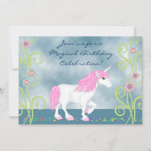 Fantasy Unicorn Birthday Invitation for Girls
