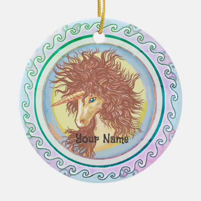 Fantasy Unicorn  Ceramic Ornament (Front)