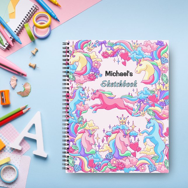Fantasy Unicorn Cloud Kids Sketchbook Your Name Notebook (Creator Uploaded)