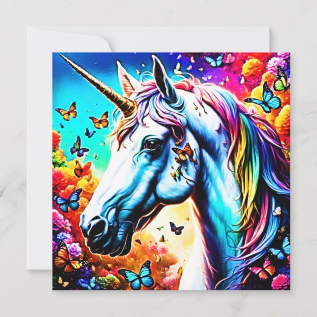 Fantasy Unicorn Design Holiday Card (Front)