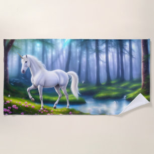 fantasy unicorn lovely cute fashion flowers lake beach towel