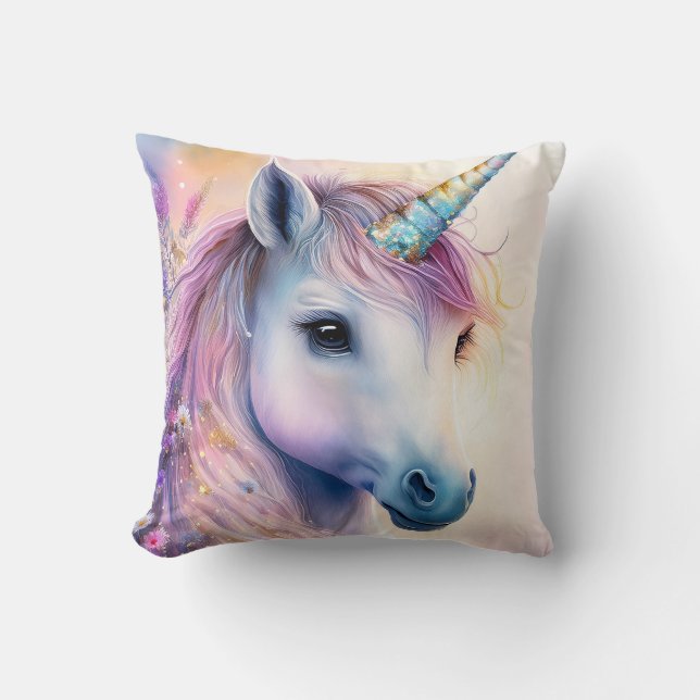 Fantasy Unicorn Throw Pillow (Front)