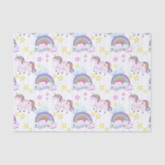 Fantasy unicorn tiled girls party tissue tissue paper (Front)