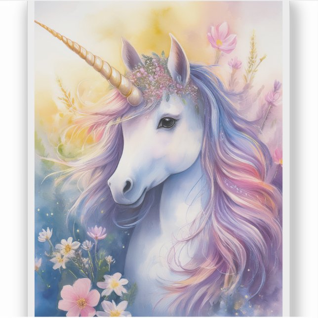 Fantasy Unicorn Transparent Sticker (Front)
