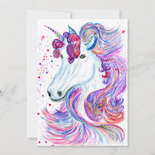Fantasy unicorn watercolor thank you card