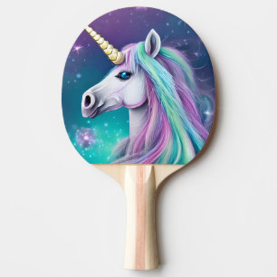 Fantasy Unicorn with Blue and Pink Hair Poster Ping Pong Paddle