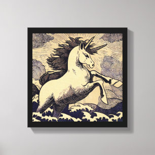 Fantasy Unicorn - Woodcut 1 Canvas Print