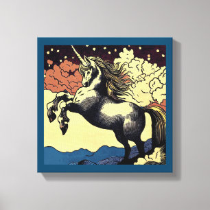 Fantasy Unicorn - Woodcut 4 Canvas Print
