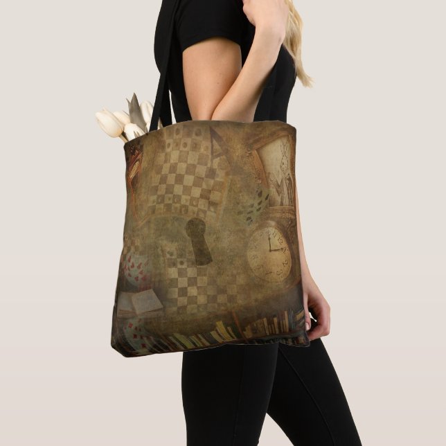 Fantasy Vintage Alice in Wonderland Book Bag (Close Up)
