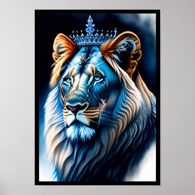 Fantasy Wall Art „Blue Lion with Crown” (Front)
