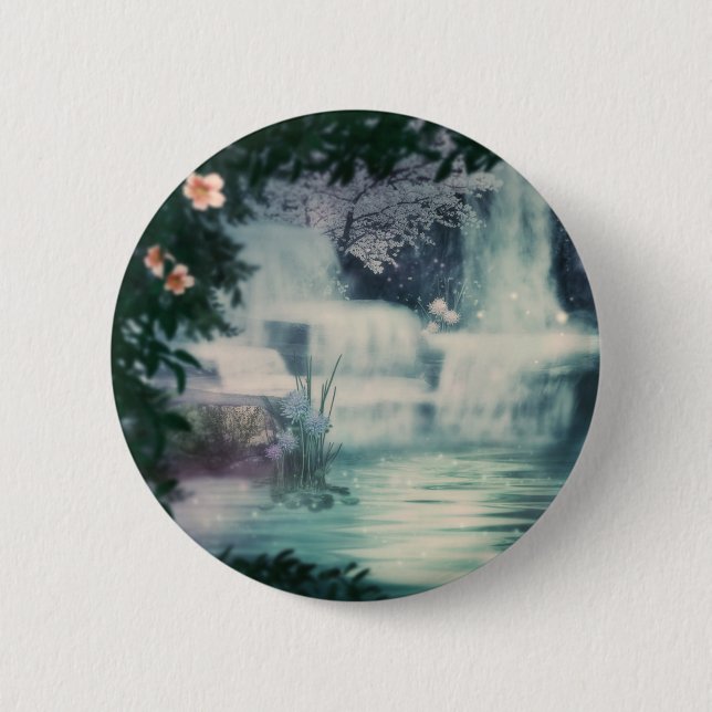 Fantasy Waterfall Cascade 2 Inch Round Button (Front)