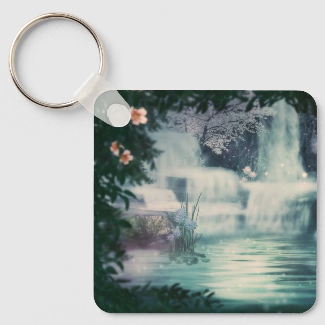 Fantasy Waterfall Cascade Keychain (Front)