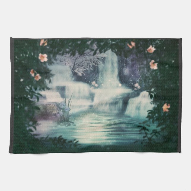 Fantasy Waterfall Cascade Kitchen Towel (Horizontal)