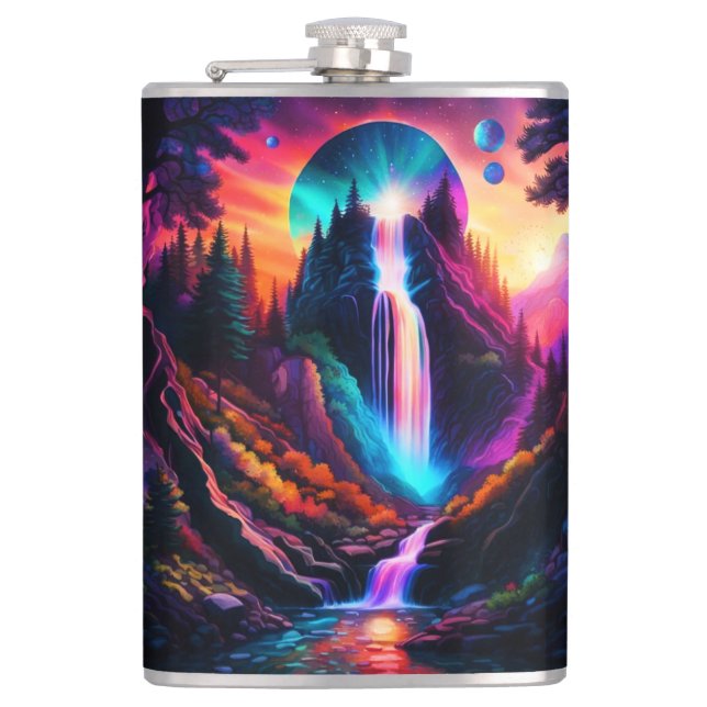 Fantasy Waterfall Hip Flask (Front)