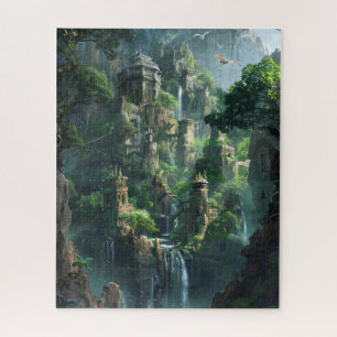Fantasy Waterfall Kingdom Jigsaw Puzzle