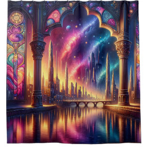 “Fantasy Waterscape with Stained Glass Arch"