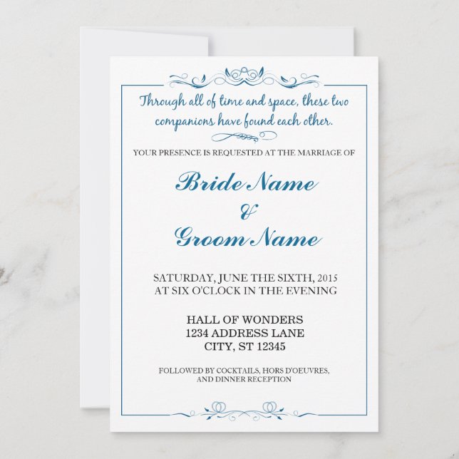 Fantasy Wedding Invitation (Back)