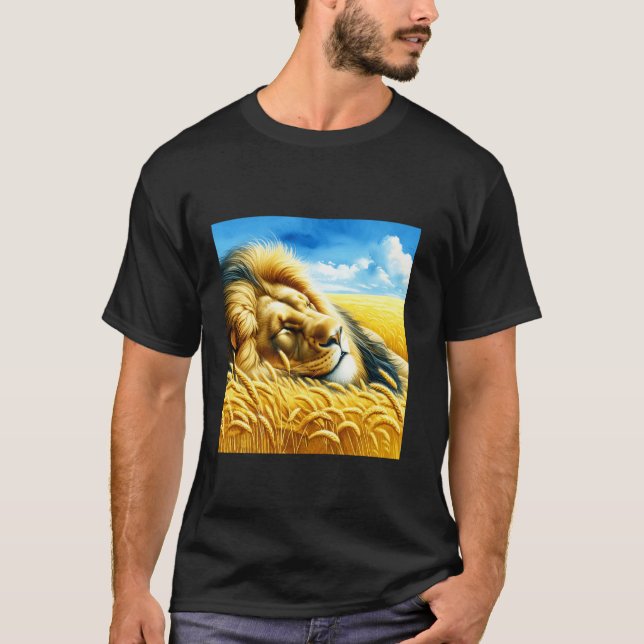 Fantasy Wheat Sleeping Lion T-Shirt (Front)