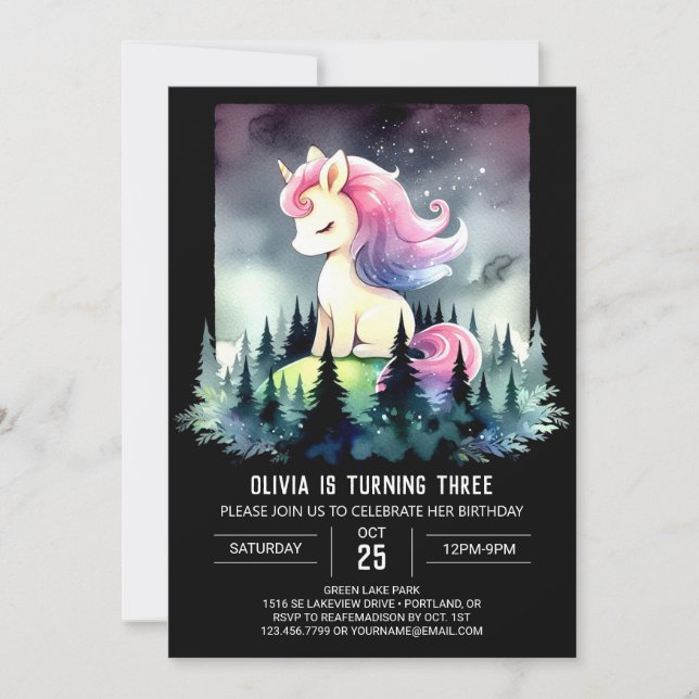 Fantasy Whimsical Horse Birthday Invitation (Front)