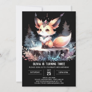 Fantasy Whimsy Fox Birthday digital  Invitation