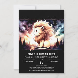 Fantasy Whimsy Lion Birthday Invitation